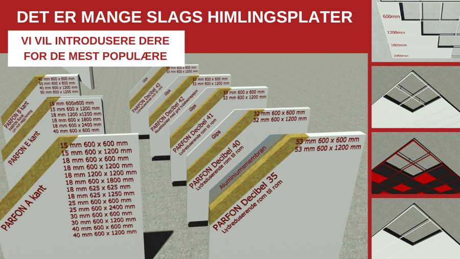 På bildet ser mange systemhimlingsplater med angitte dB fra 35 til 43.